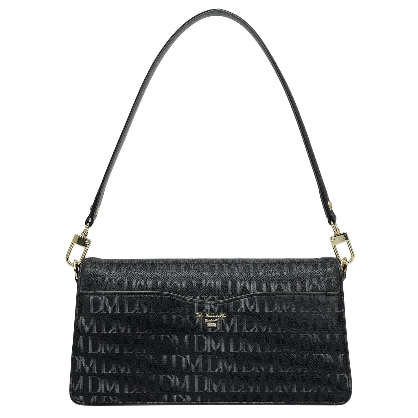 Small Monogram Plain Leather Baguette  - Black