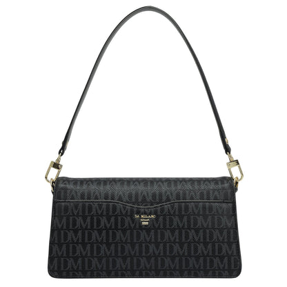 Small Monogram Plain Leather Baguette  - Black