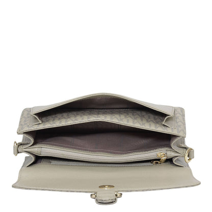 Small Monogram Franzy Leather Baguette  - Chalk