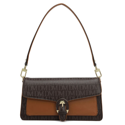 Small Monogram Plain Leather Baguette  - Chocolate