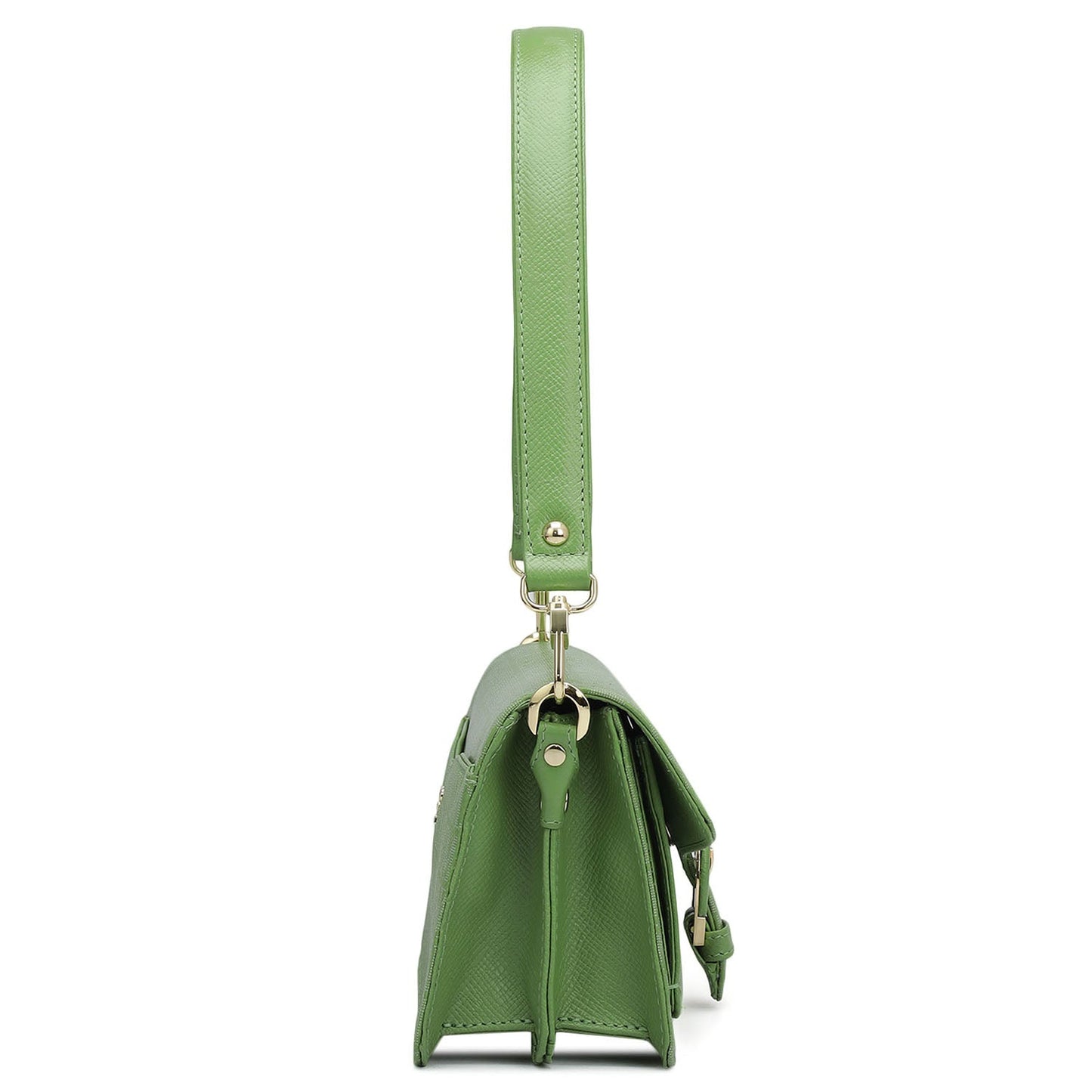 Small Monogram Franzy Leather Baguette  - Kiwi