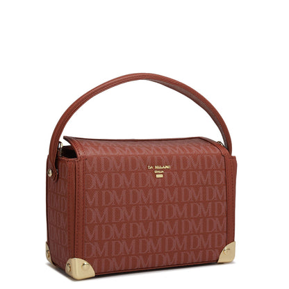 Small Monogram Leather Satchel - Brick