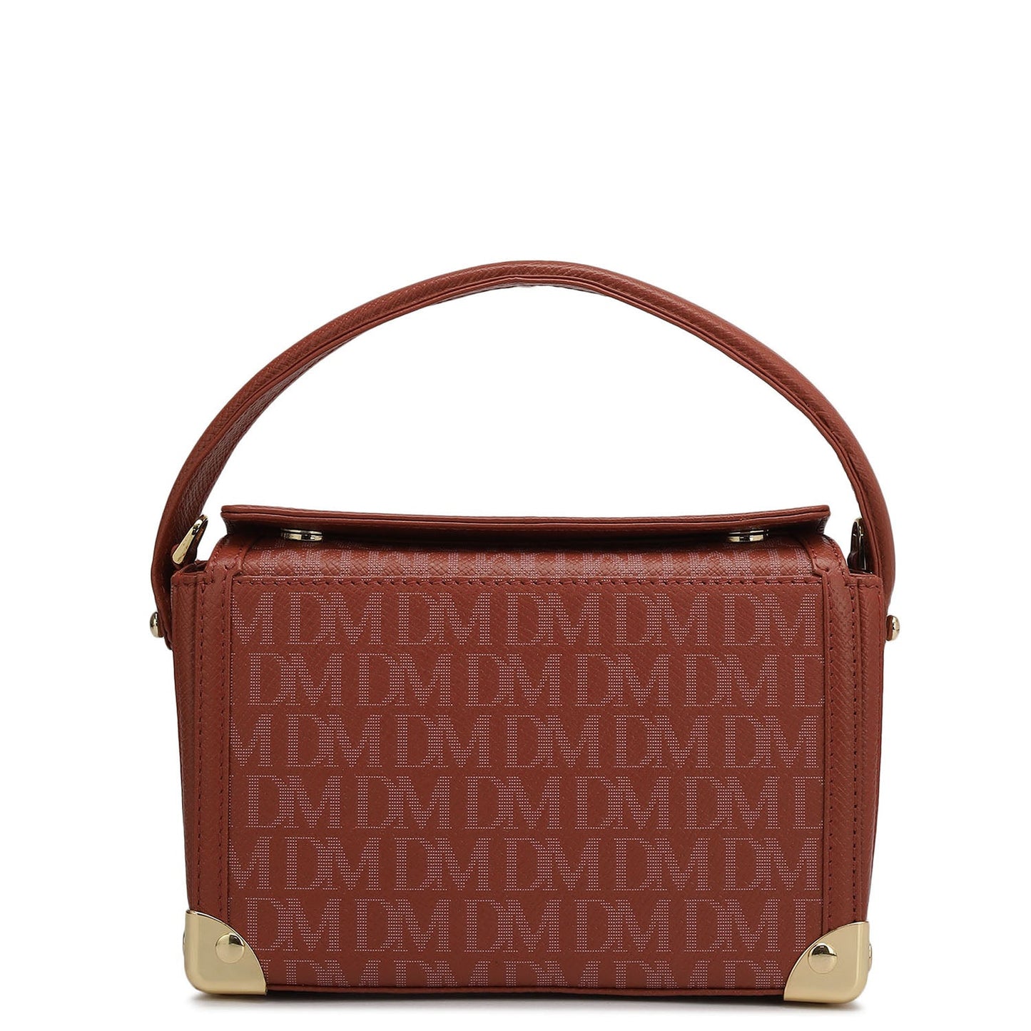 Small Monogram Leather Satchel - Brick