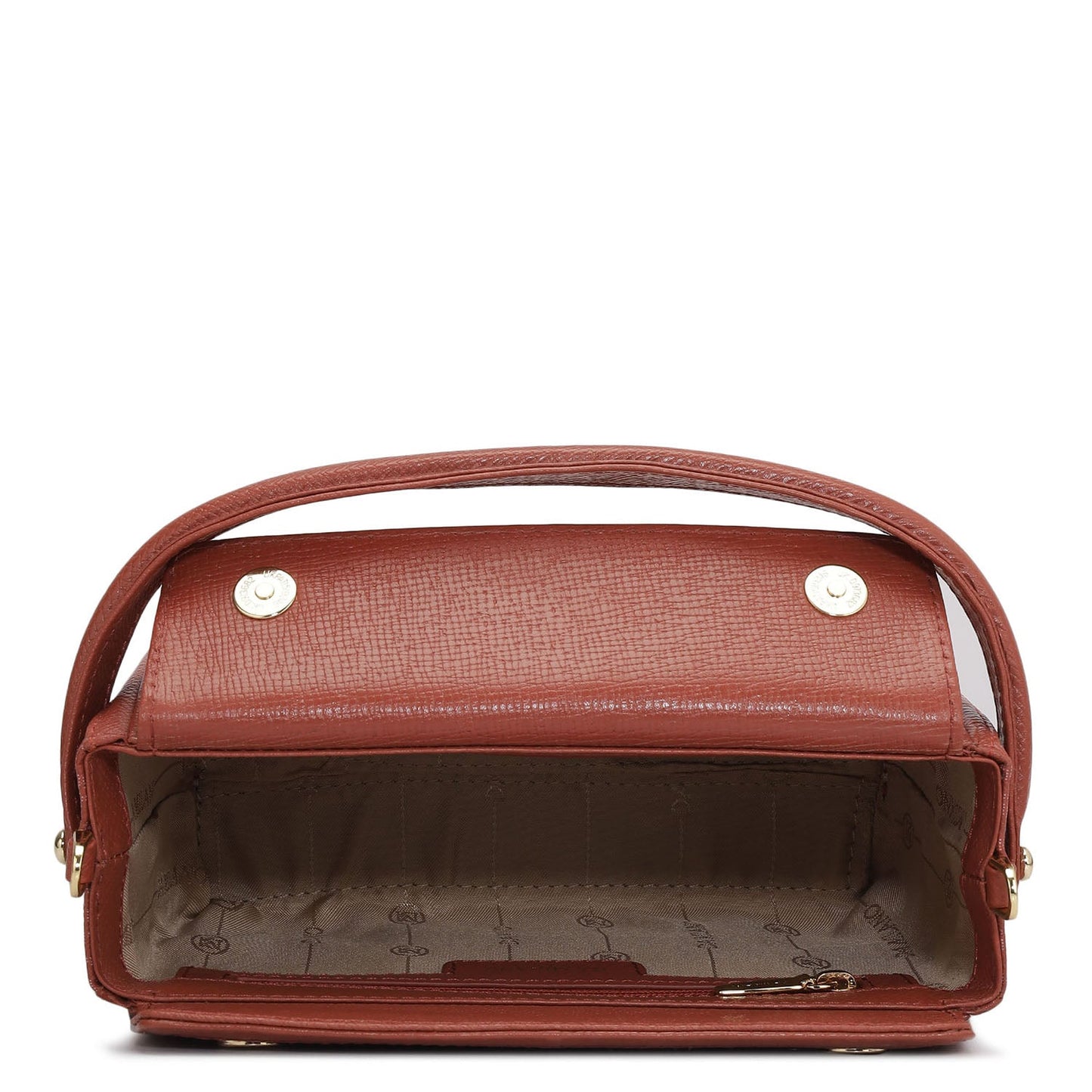 Small Monogram Leather Satchel - Brick