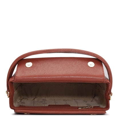 Small Monogram Leather Satchel - Brick