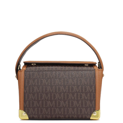 Small Monogram Leather Satchel - Chocolate