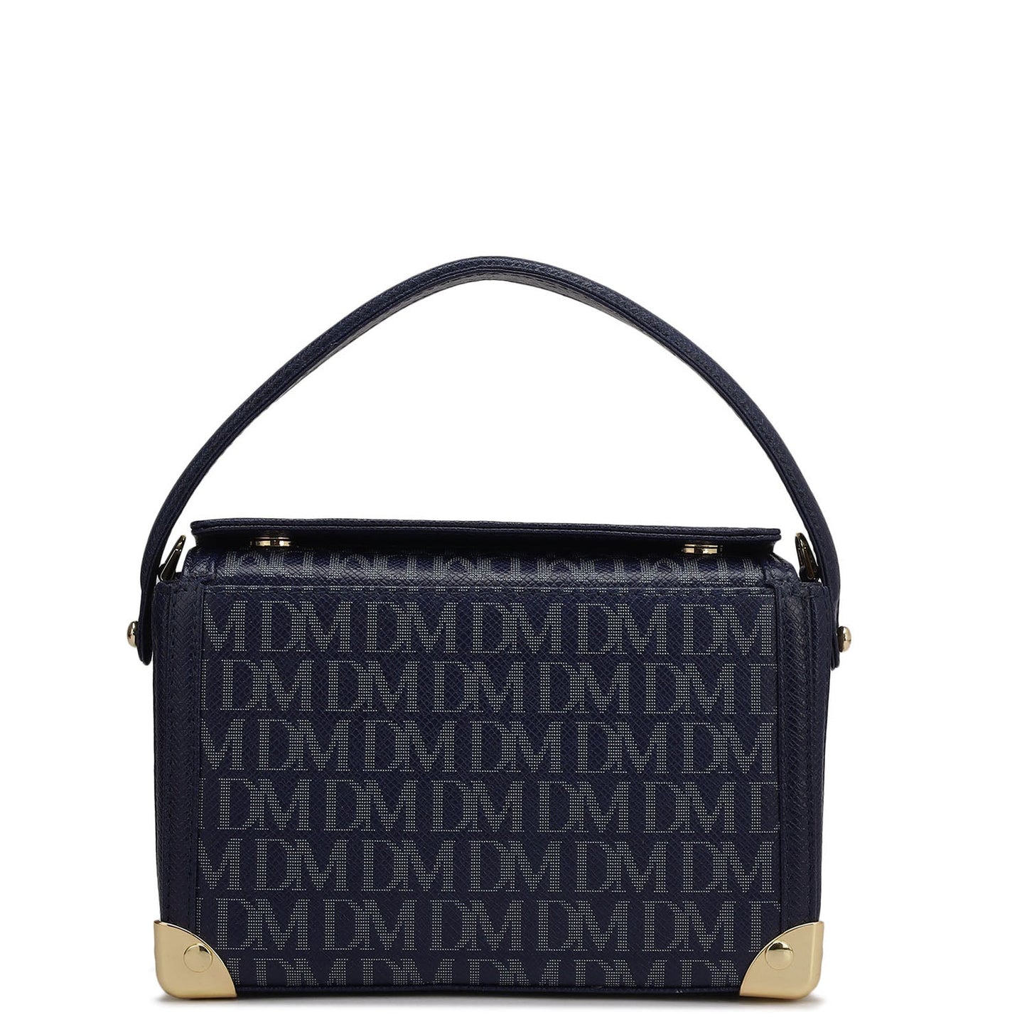 Small Monogram Leather Satchel - Ink Blue