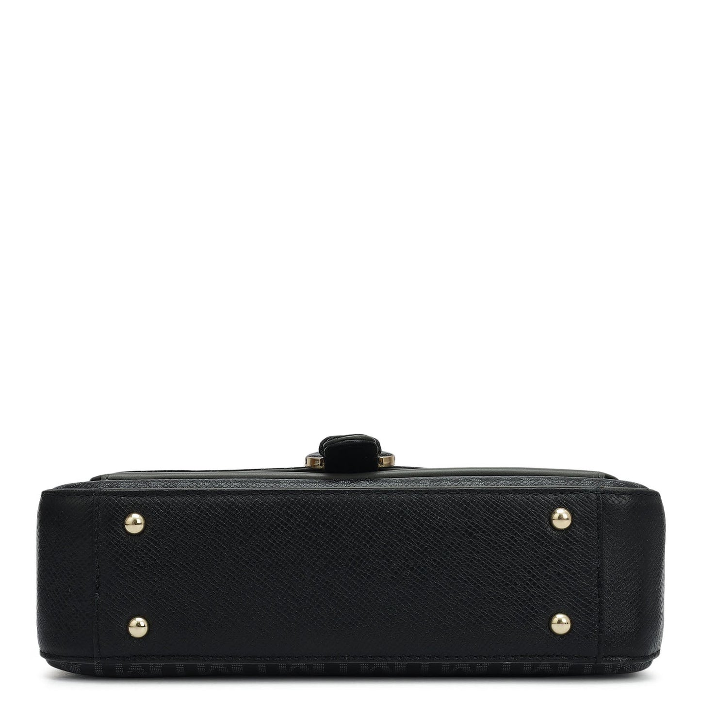Small Monogram Plain Leather Shoulder Bag - Black