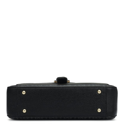 Small Monogram Plain Leather Shoulder Bag - Black