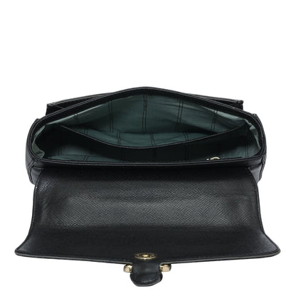 Small Monogram Plain Leather Shoulder Bag - Black
