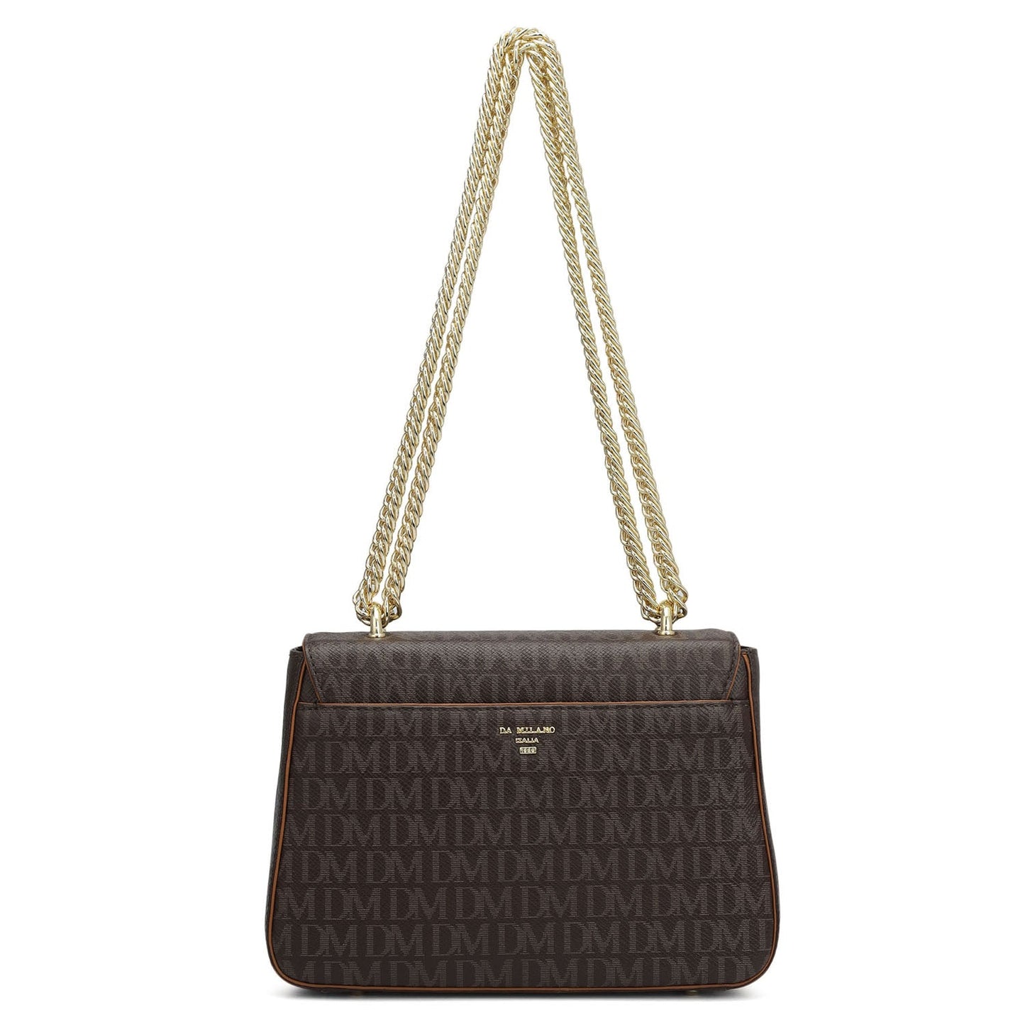 Small Monogram Plain Leather Shoulder Bag - Chocolate