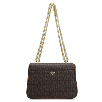 Small Monogram Plain Leather Shoulder Bag - Chocolate