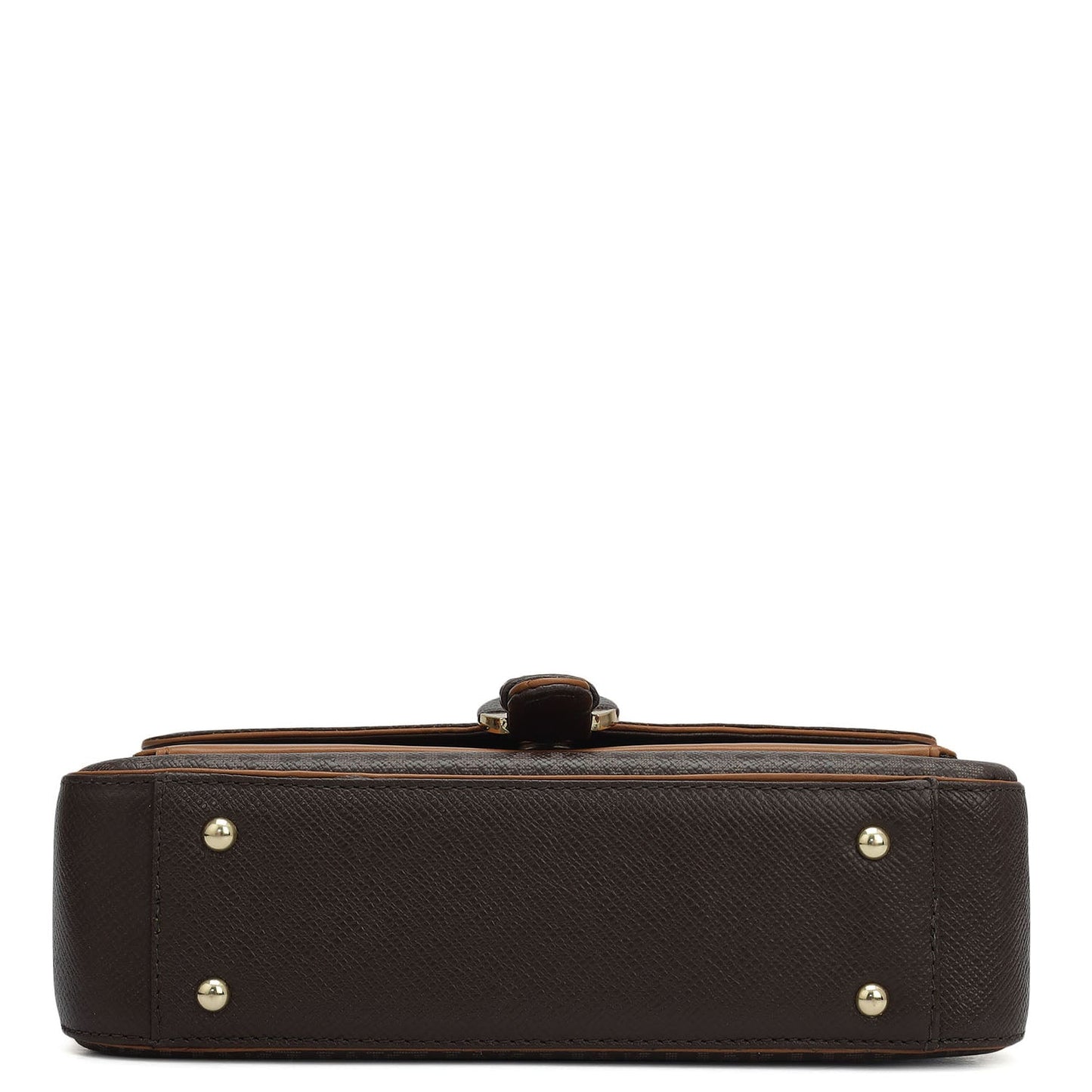 Small Monogram Plain Leather Shoulder Bag - Chocolate
