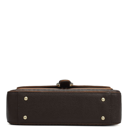 Small Monogram Plain Leather Shoulder Bag - Chocolate