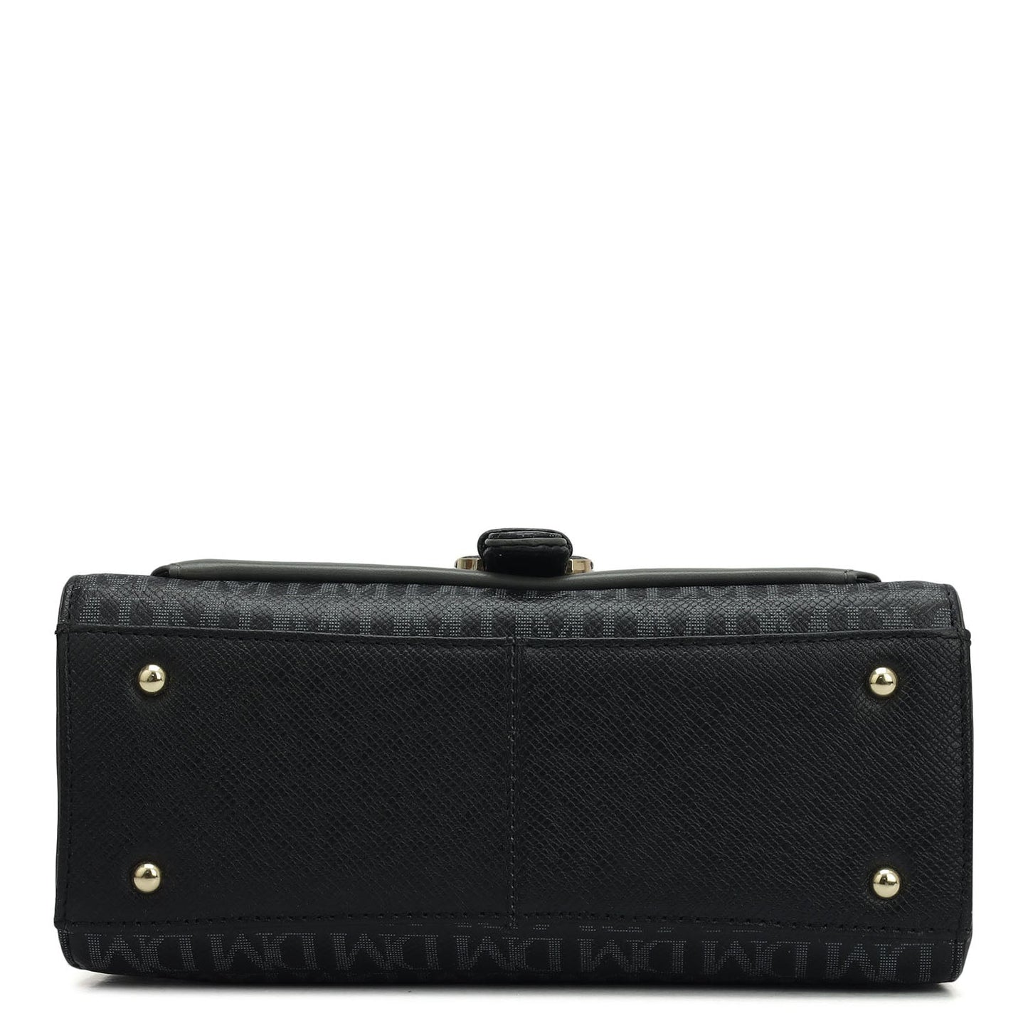 Small Monogram Plain Leather Satchel - Black