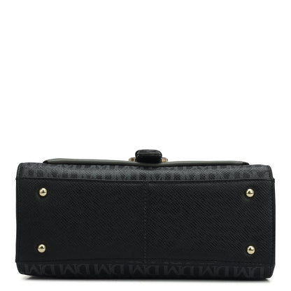 Small Monogram Plain Leather Satchel - Black
