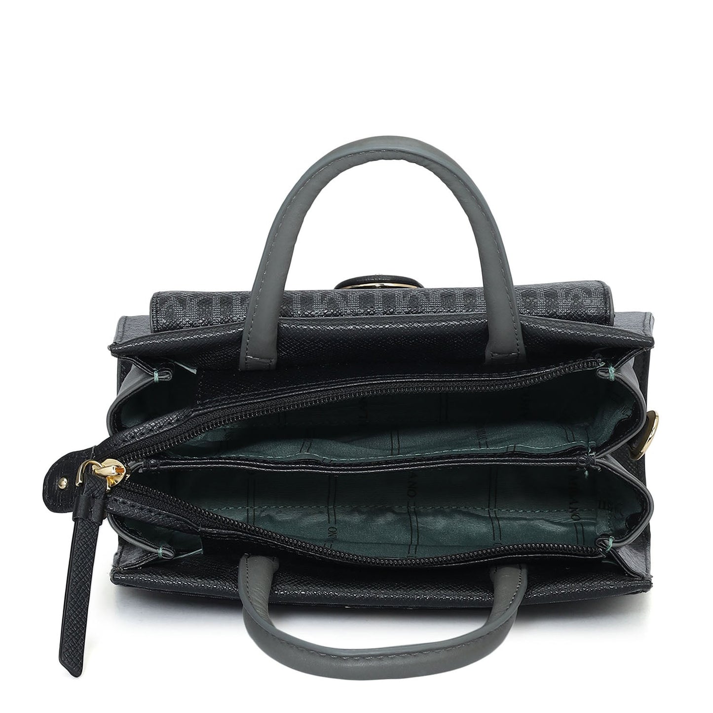 Small Monogram Plain Leather Satchel - Black