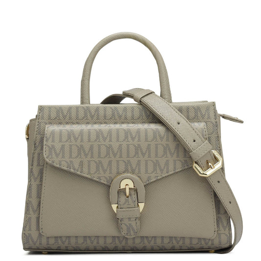 Small Monogram Franzy Leather Satchel - Chalk