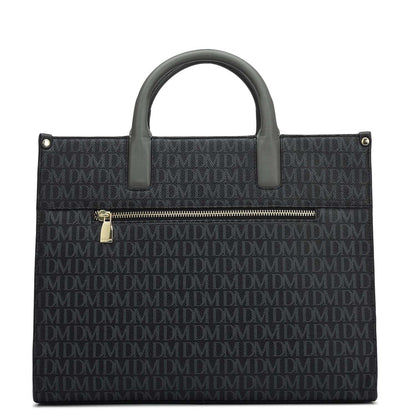 Medium Monogram Plain Leather Satchel - Black