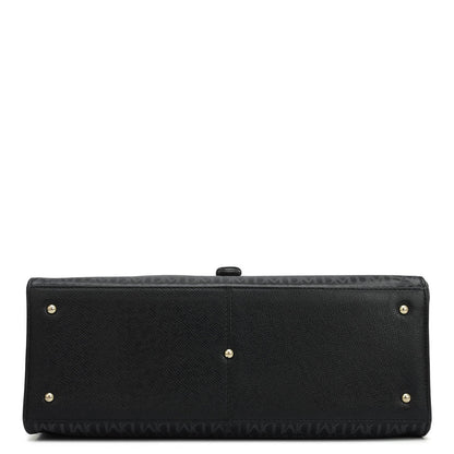 Medium Monogram Plain Leather Satchel - Black