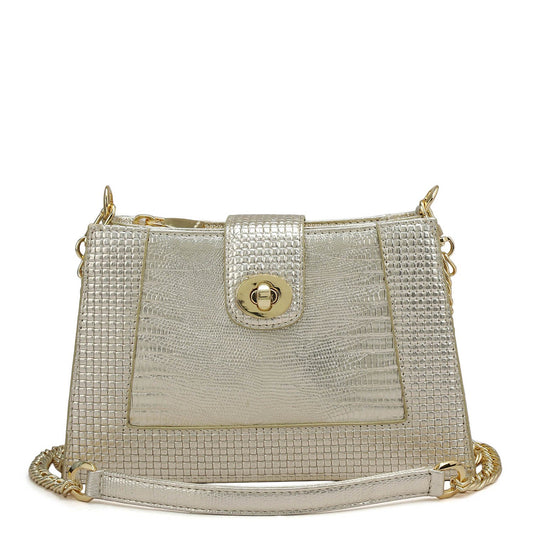 Small Metallic Leather Sling - Gold