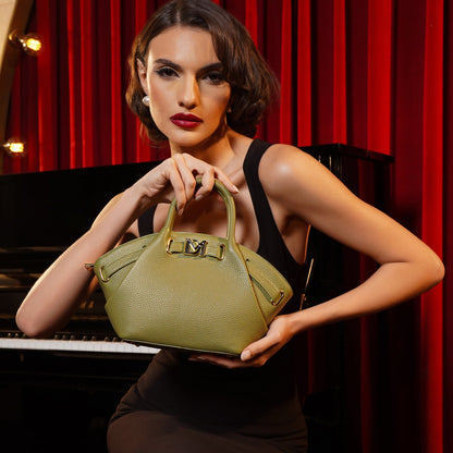 Small Wax Leather Satchel - Fern