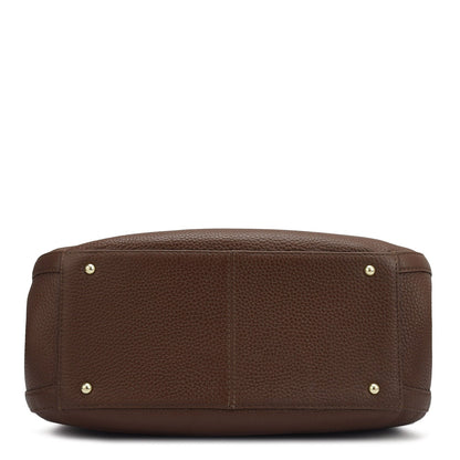 Medium Wax Leather Shoulder Bag - Espresso