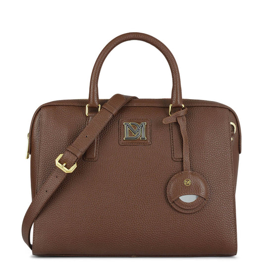 Medium Wax Leather Satchel - Espresso