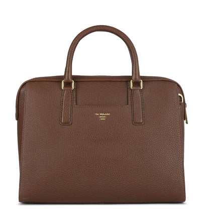 Medium Wax Leather Satchel - Espresso