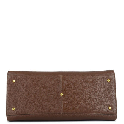 Medium Wax Leather Satchel - Espresso