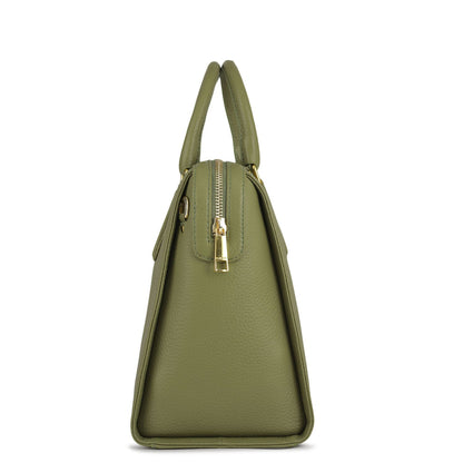 Medium Wax Leather Satchel - Fern