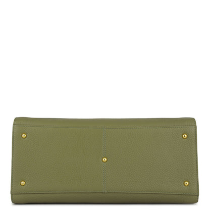 Medium Wax Leather Satchel - Fern