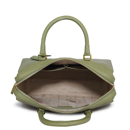 Medium Wax Leather Satchel - Fern