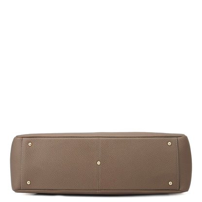 Large Wax Leather Tote - Greyish Taupe