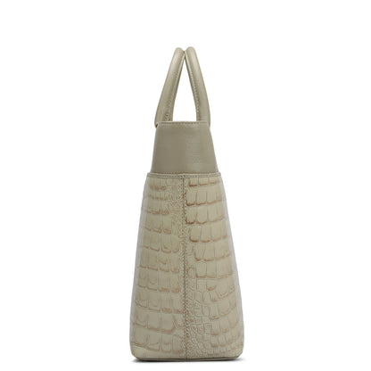 Medium Croco Franzy Leather Satchel - Frost