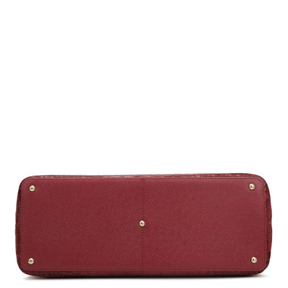 Medium Croco Franzy Leather Satchel - Plumberry