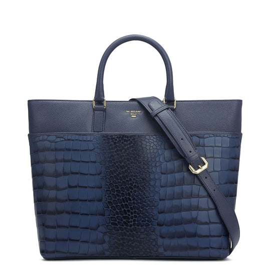 Medium Croco Franzy Leather Satchel - Stardust