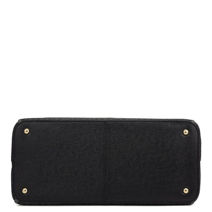 Small Monogram Leather Satchel - Black