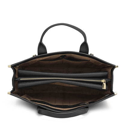 Large Monogram Leather Book Tote - Black