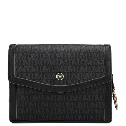 Large Monogram Leather Book Tote - Black