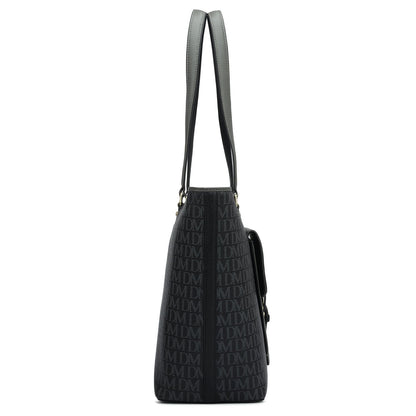 Large Monogram Plain Leather Tote - Black