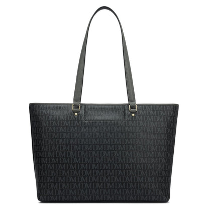 Large Monogram Plain Leather Tote - Black