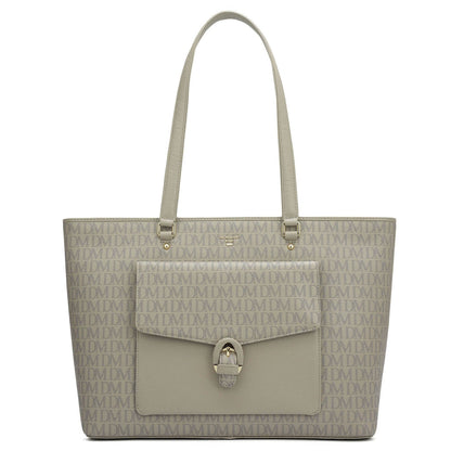 Large Monogram Franzy Leather Tote - Chalk