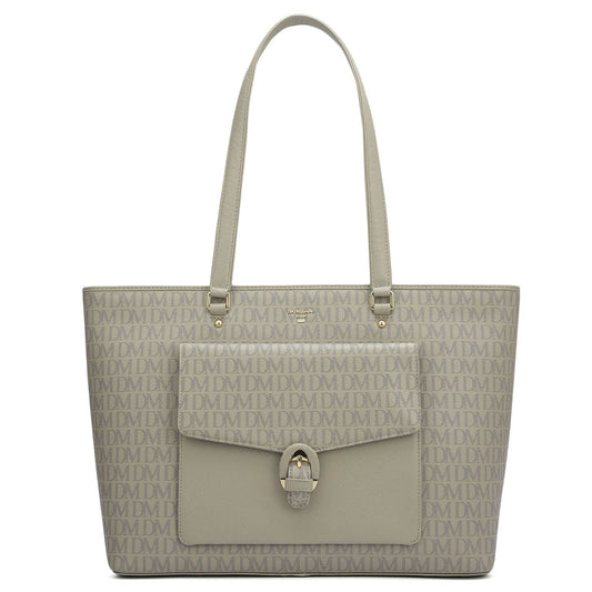 Large Monogram Franzy Leather Tote - Chalk