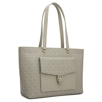 Large Monogram Franzy Leather Tote - Chalk