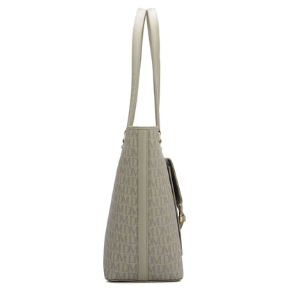 Large Monogram Franzy Leather Tote - Chalk