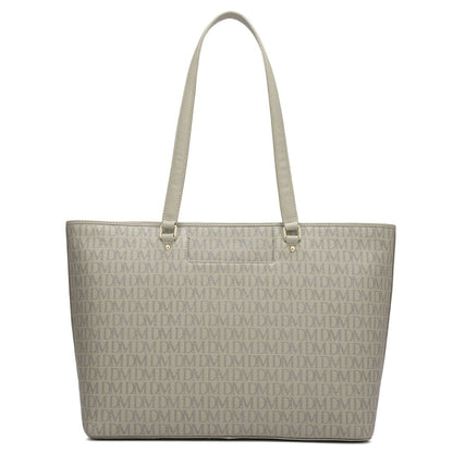 Large Monogram Franzy Leather Tote - Chalk