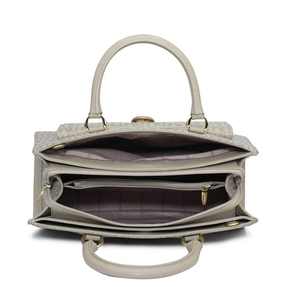 Medium Monogram Franzy Leather Satchel - Chalk
