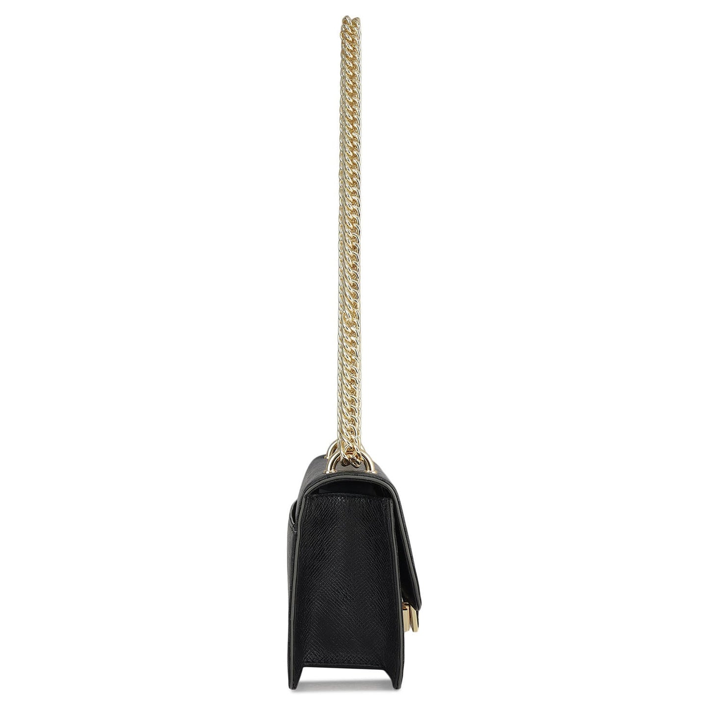 Small Monogram Leather Shoulder Bag - Black