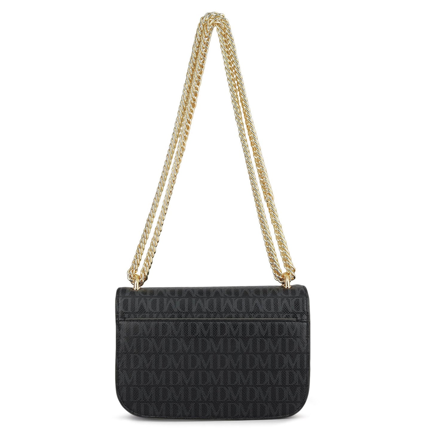 Small Monogram Leather Shoulder Bag - Black